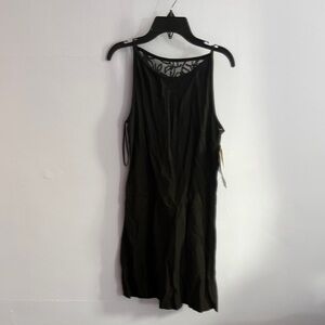 Jessica McClintock Black Midi Slip Dress with Lace Yoke
